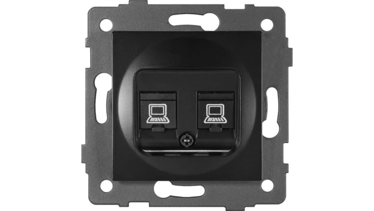 Gniazdo LAN podwójne 2xRJ45 kat.6 MODERN-Q, czarne