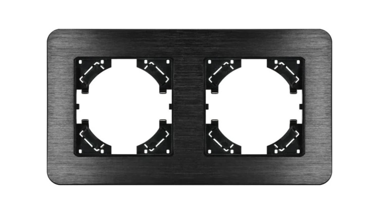 Ramka podwójna MODERN-Q, czarne aluminium szczotkowane (linia Alu Touch)