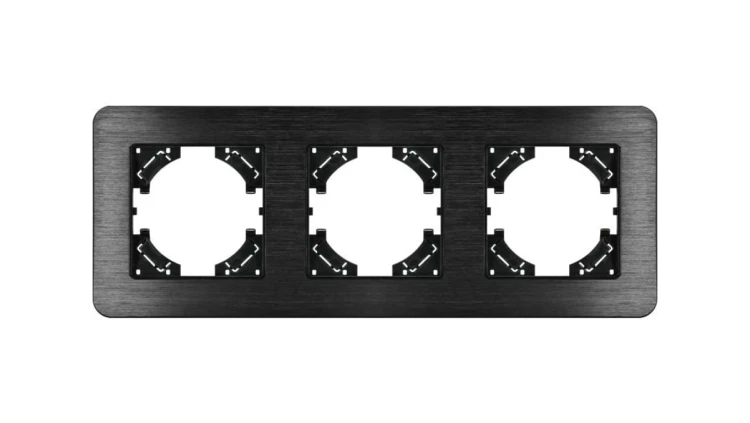 Ramka potrójna MODERN-Q, czarne aluminium szczotkowane (linia Alu Touch)
