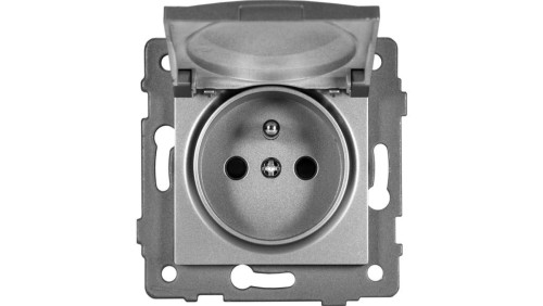 Gniazdo pojedyncze 2P+Z z klapką MODERN-Q, 16A-250V~, szare