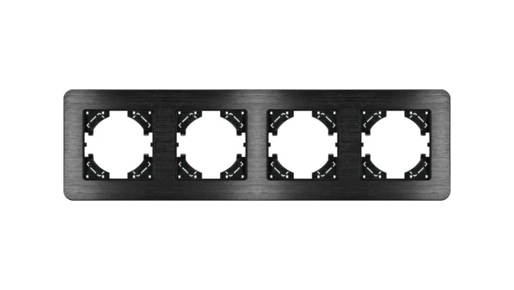 Ramka poczwórna MODERN-Q, czarne aluminium szczotkowane (linia Alu Touch)