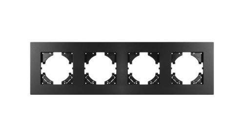 Ramka poczwórna MODERN-Q, czarne aluminium gładkie (linia Alu Pure)