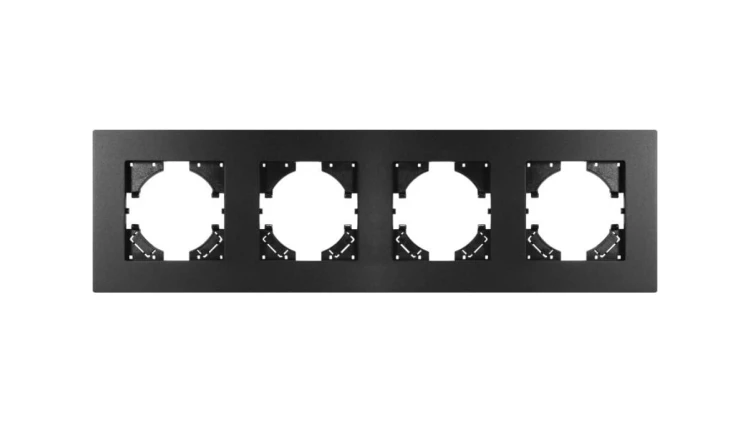 Ramka poczwórna MODERN-Q, czarne aluminium gładkie (linia Alu Pure)