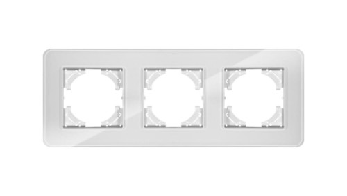 Ramka potrójna MODERN-Q, białe szkło (linia Crystal)