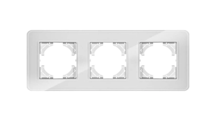 Ramka potrójna MODERN-Q, białe szkło (linia Crystal)