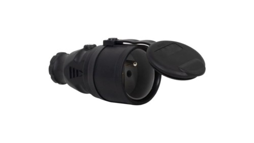 Gniazdo gumowe z klapką NOVA 16A 230V czarne F6.0368