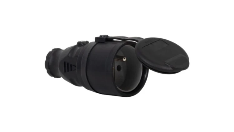 Gniazdo gumowe z klapką NOVA 16A 230V czarne F6.0368