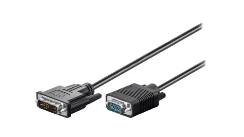 DVI-VGA/2 Kabel D-Sub 15pin HD wtyk,DVI-I (12+5) wtyk 2m czarny
