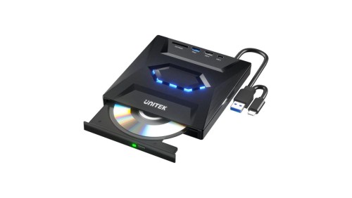 Unitek Nagrywarka zewnętrzna DVD/CD, Hub USB 5Gbps, czytnik kart SD