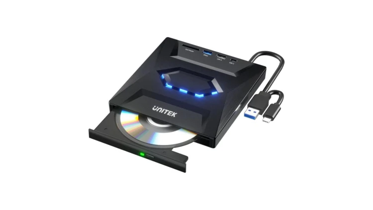 Unitek Nagrywarka zewnętrzna DVD/CD, Hub USB 5Gbps, czytnik kart SD