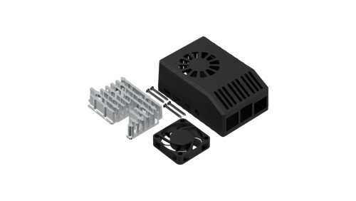 Z-Pi4 SET 1 ABS - Zestaw do sbc raspberry pi4 składający się z czarnej obudowy z-pi4, radiatora zhs pi4 i wentylatora fan ee4010