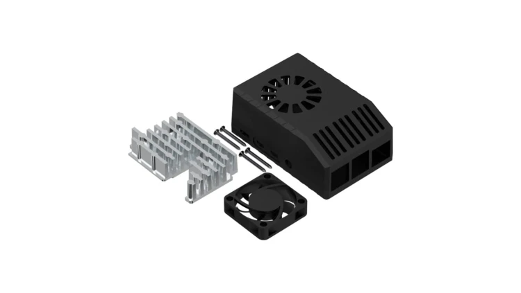 Z-Pi4 SET 3 ABS - Zestaw do sbc raspberry pi4 składający się z jasnoszarej obudowy z-pi4, radiatora zhs pi4 i wentylatora fan ee