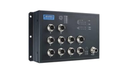 EN50155, M12 8-port GigabitEthernet X-coded PoE + 2-port GigabitEthernet X-coded Bypass, Niezarządzalny Ethernet Switch, HV EKI-