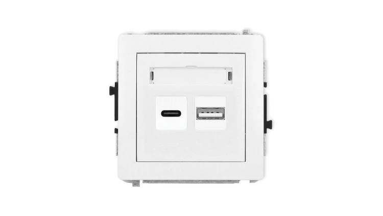DECO Mechanizm ładowarki USB podwójnej USB C + USB A, 20W max., biały DCUSB-8