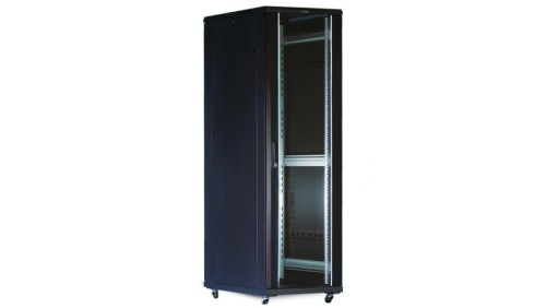 Szafa stojąca RACK 19 42U 600x800mm drzwi szklane czarna TOTEN G7