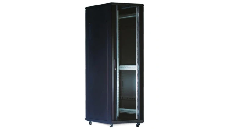 Szafa stojąca RACK 19 42U 600x800mm drzwi szklane czarna TOTEN G7