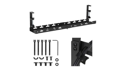 Organizer podbiurkowy na kable Maclean, max. obciążenie 5kg, max. 728mm, czarny, MC-103 B