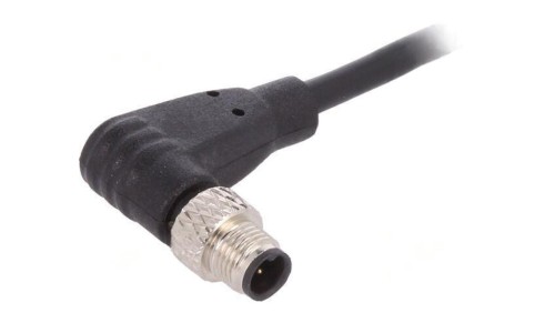 Złącze M5 wtyk męskie przewody PIN: 3 1A kątowe IP67 60V 1m PXPPVC05RAM03ACL010PVC