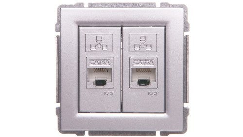 KOS66 Gniazdo komputerowe podwójne 2xRJ45 kat.5e nieekranowane aluminium 664067