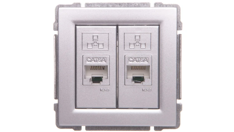 KOS66 Gniazdo komputerowe podwójne 2xRJ45 kat.5e nieekranowane aluminium 664067