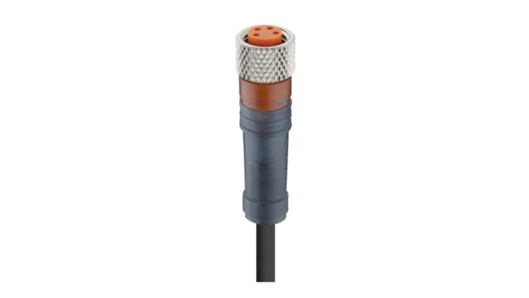 Kabel konfekcjonowany jednostronnie M8 4-pinowy złącze żeńskie proste z samoblokującym gwintem czarny PUR RKMV 4-225/5 M