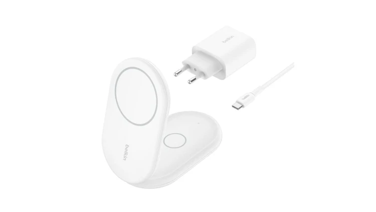Belkin ładowarka indukcyjna składana 2w1 MagSafe Qi2 15 W biała z zasilaczem 36 W