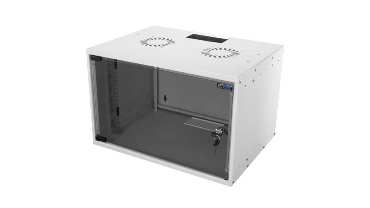Szafa wisząca RACK 19 7U 400mm szara drzwi szklane SOHO-BOX MIRSAN