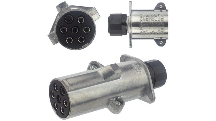 Wtyczka naczepowa typu N (czarna) 7-pin 24V metalowa na kabel