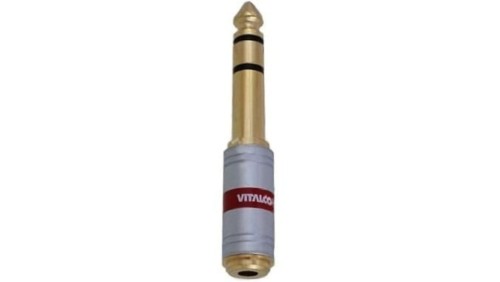 VITALCO JP112 CHROME Przejście Adapter AUX Jack 6,3mm Stereo (wtyk) / mini Jack 3,5mm Stereo (gniazdo) pozłacany