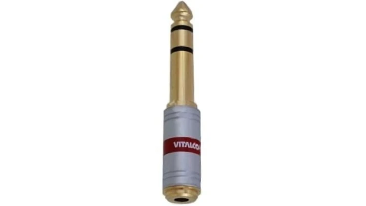 VITALCO JP112 CHROME Przejście Adapter AUX Jack 6,3mm Stereo (wtyk) / mini Jack 3,5mm Stereo (gniazdo) pozłacany