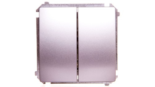 Simon Basic Łącznik schodowy podwójny z podświetleniem 10AX 250V zaciski śrubowe srebrny mat BMW6/2L.01/43