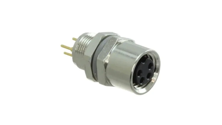 Złącze okrągłe M8 żeńskie proste montaż THT 4-PIN 30V T4043014041-000