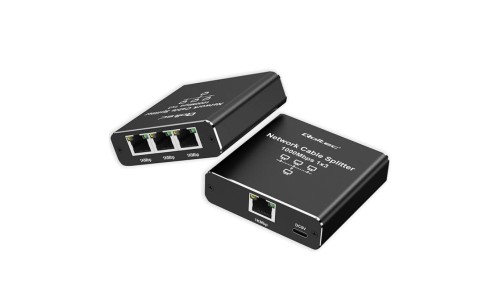 Qoltec Rozdzielacz Splitter Ethernet mini SWITCH 1x3 RJ45 1000Mb/s USB-C Aluminium