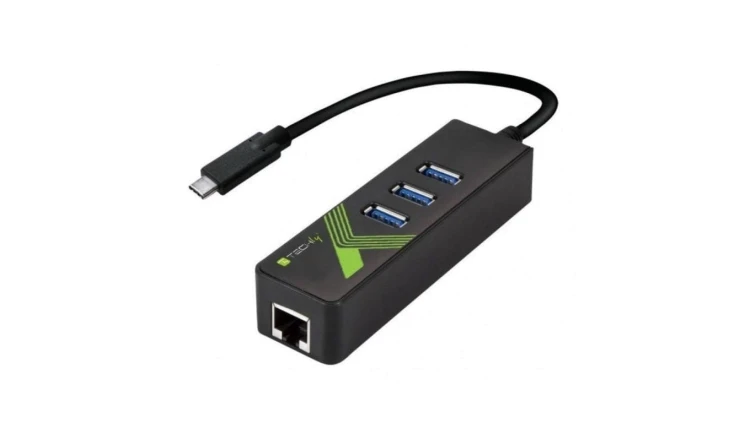 Karta Sieciowa Adapter USB-C na Gigabit RJ45 Hub 3x USB 3.0