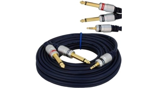 VITALCO MK71 Kabel Audio mini Jack 3,5mm Stereo (wtyk) / 2x Jack 6,3mm Mono (wtyk) 3m