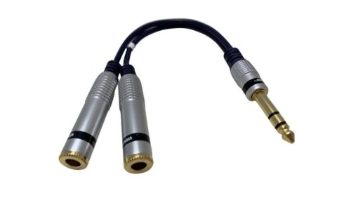 VITALCO JR362 Przejście Adapter AUX Jack 6,3mm Stereo (wtyk) / 2x Jack 6,3mm Stereo (gniazdo) na kablu