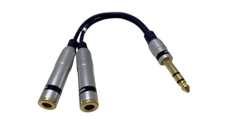 VITALCO JR362 Przejście Adapter AUX Jack 6,3mm Stereo (wtyk) / 2x Jack 6,3mm Stereo (gniazdo) na kablu