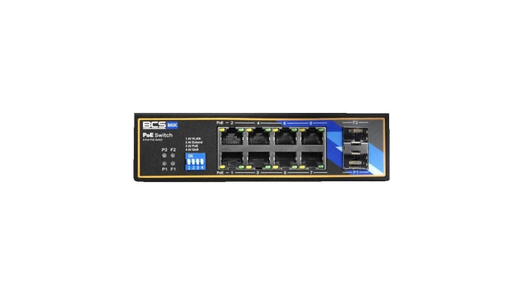 Switch PoE 8-portowy 1Gbps + 2SFP BCS-B-ISP08G-2SFP