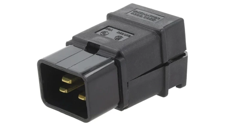 Złącze zasilające AC wtyk męskie 20A 250VAC C20 (I) -25÷70C 4300.0922