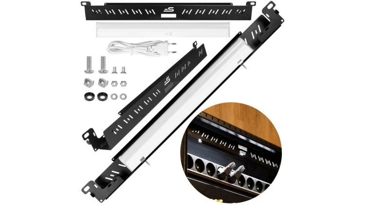 Panel LED do szafy RACK 19 1U czarny