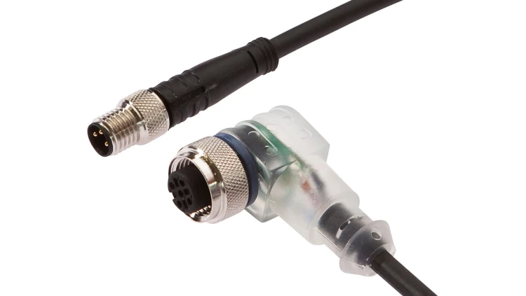 Kabel połączeniowy, 3m, M12 żeński (gniazdo) 3-PIN kątowy, M8 męski (złącze) 3-PIN prosty, VK300F62