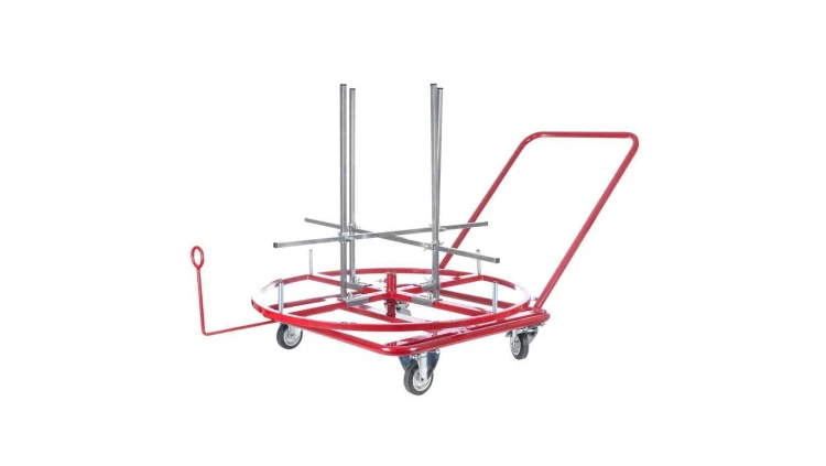 Rozwijak mobilny do rur ogrzewania podłogowego PERT PEX (600m) i peszli karbowanych poziomy na wózku fi: 90cm