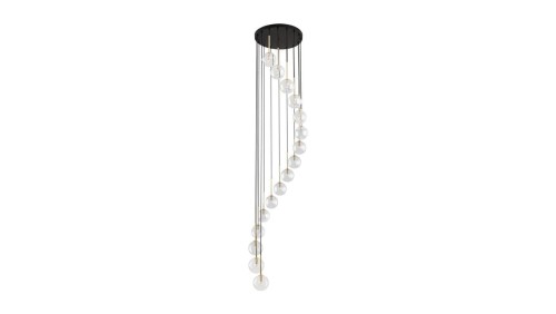 Lampa wisząca AURORA czarno-złota z 16 szklanymi transparentnymi kloszami 10182 TK Lighting