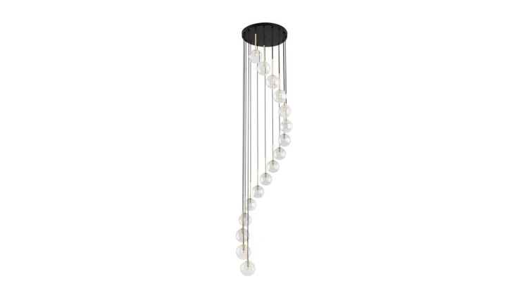 Lampa wisząca AURORA czarno-złota z 16 szklanymi transparentnymi kloszami 10182 TK Lighting
