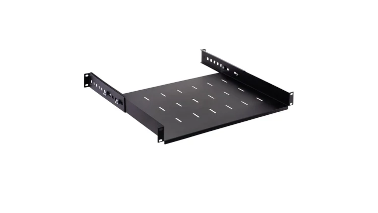Półka regulowana do szafy RACK 19 cali 1U 350mm czarna