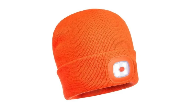 CZAPKA B029 Z LAMPKĄ LED/USB POMARAŃCZOWA