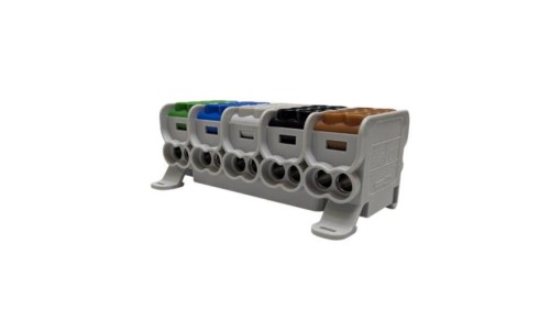 Blok dystrybucyjny - rozdzielczy HLAK25 5P brązowy, czarny, szary, niebieski, zielony 2xAl/Cu 25mm²+16mm² 1000VAC/1500VDC MAG525