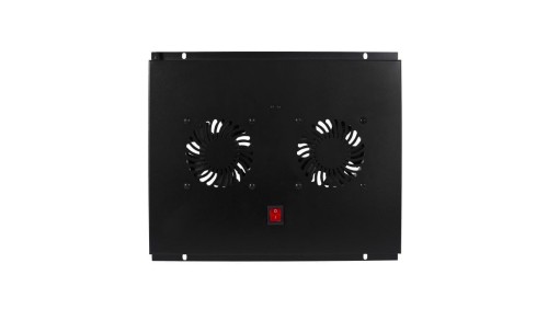 Panel 2x wentylator RACK 19 do szaf 600x600 podsufitowy czarny NEKU FLR GREEN