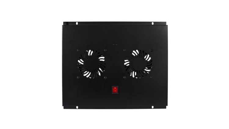 Panel 2x wentylator RACK 19 do szaf 600x600 podsufitowy czarny NEKU FLR GREEN
