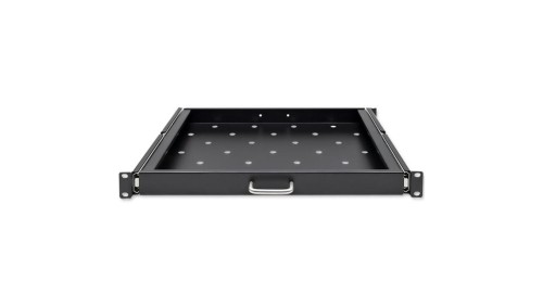 Qoltec Solidna stalowa Półka z uchwytem do szafy RACK 600*600 Wysuwana Czarna